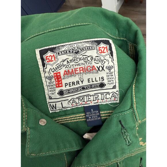 Vintage Perri Ellis America Shrink to fit green jacket oversized size S - Picture 4 of 10